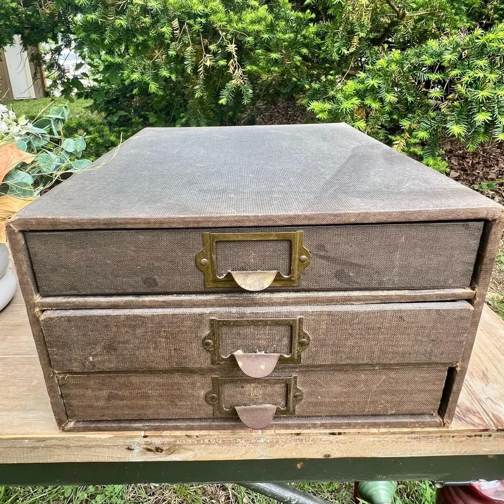 Old Vintage Countertop File Cabinet/Organizer w/ Drawers